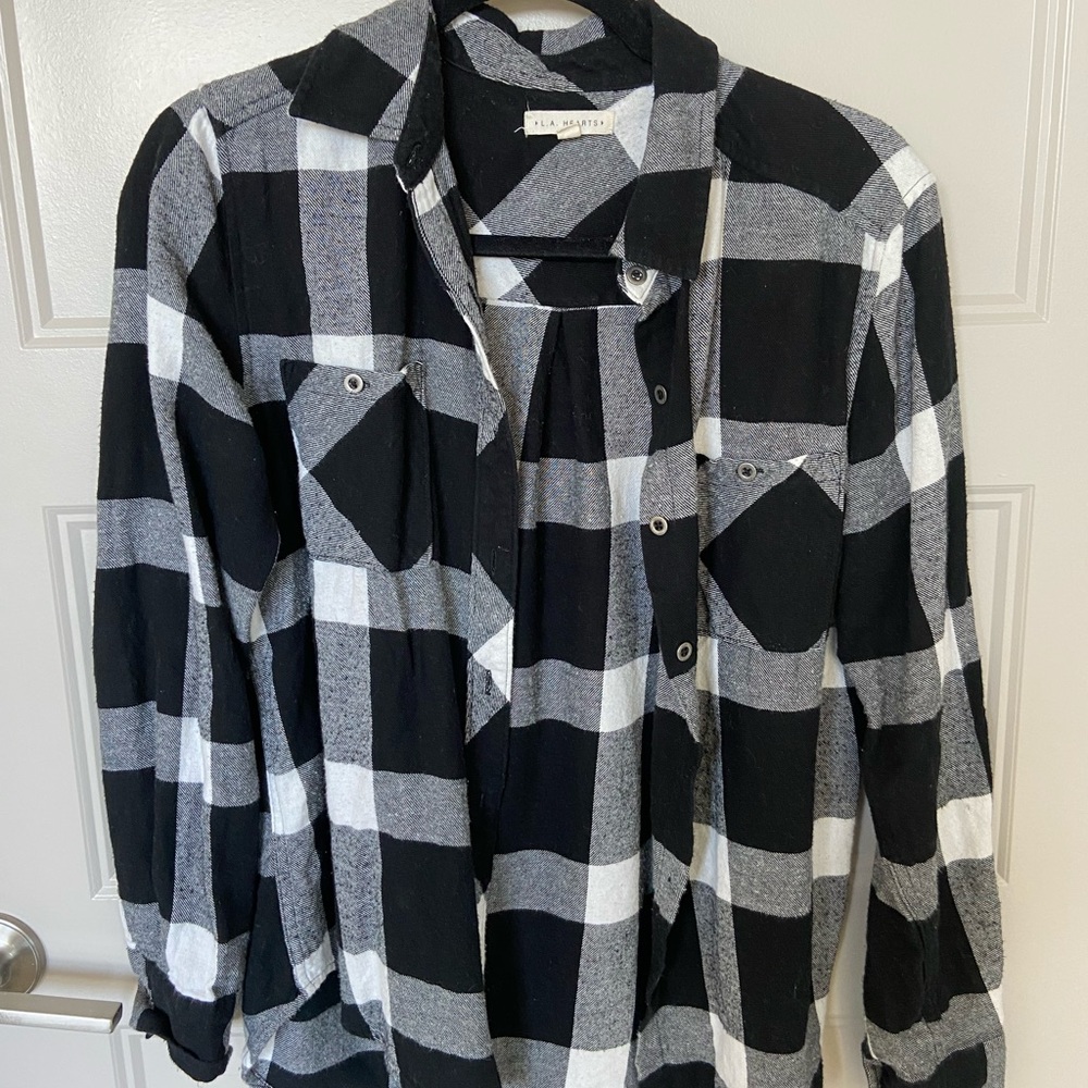 Pacsun (LA Hearts) black and white plaid shirt